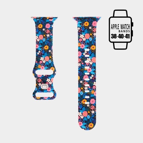 NWT Multi Floral Pattern Apple Watch Silicone Band - Picture 1 of 8